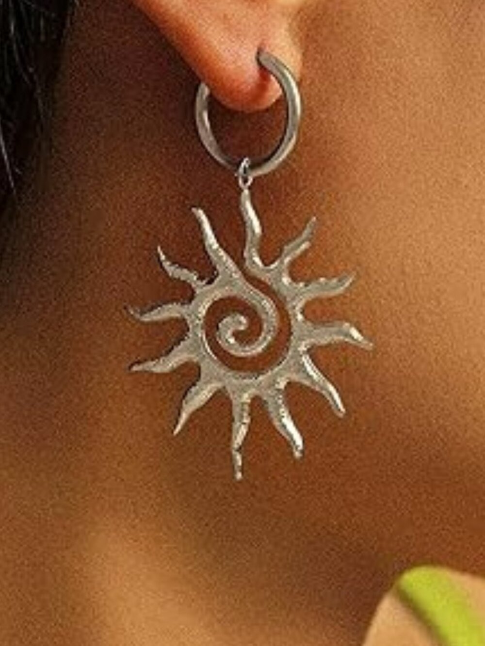 NEW Sun Hoop Silver Large Sunburst Earrings Big Spiral Summer Trendy Jewelry